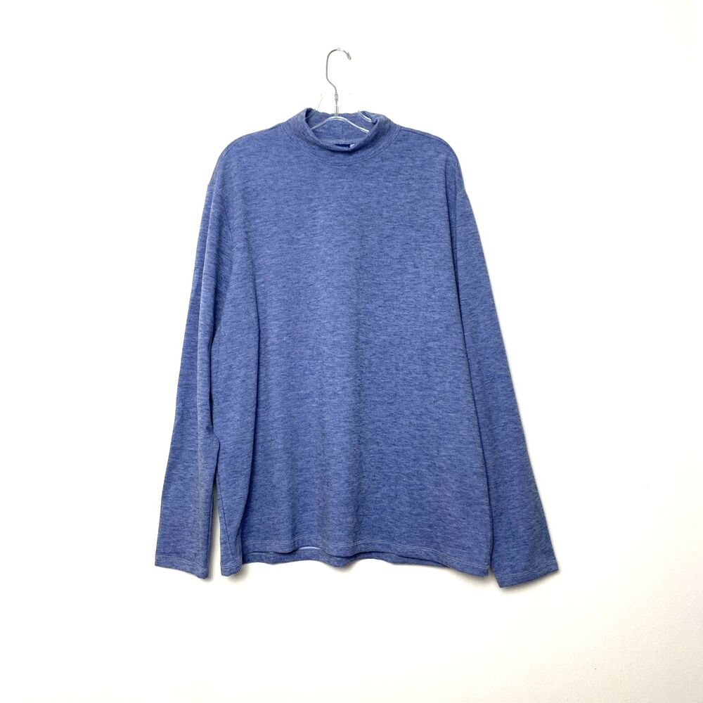 Zengjo Fleece Sweatshirt Men's Size XXL Blue Mock Turtleneck Long Sleeve Casual